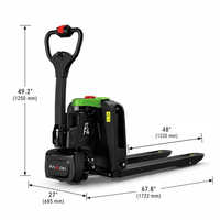Raelon 4400lbs electric pallet jack F4 201 with dimensions labeled on a white background