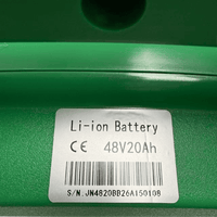 Raelon 48V 20Ah lithium ion battery label specifications close up