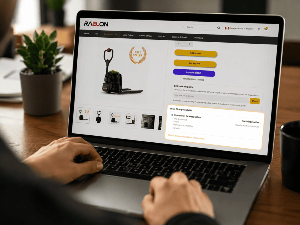 Raelon equipment selection for local pickup